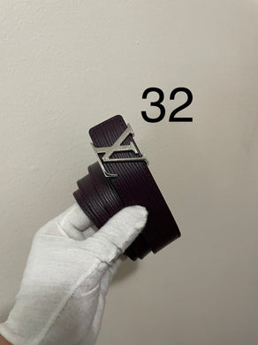 Louis Vuitton thin purple epi leather belt silver buckle sz 32 (fits 26-30)