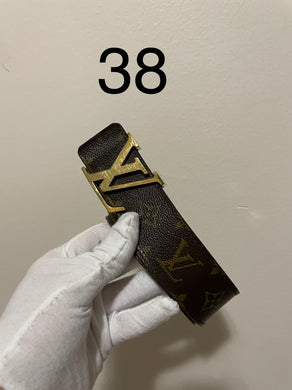 Louis Vuitton monogram initials belt gold buckle sz 38 (fits 32-36)