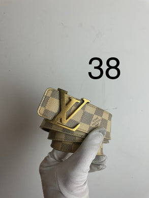 Louis Vuitton damier azure initials belt gold buckle sz 38 (fits 32-36)