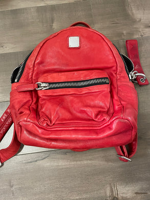 Mcm red leather backpack size XS