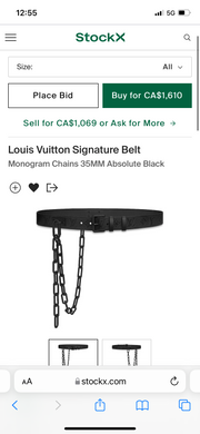 Louis Vuitton taurillon Virgil chain  monogram belt sz 44 (fits 38-42)